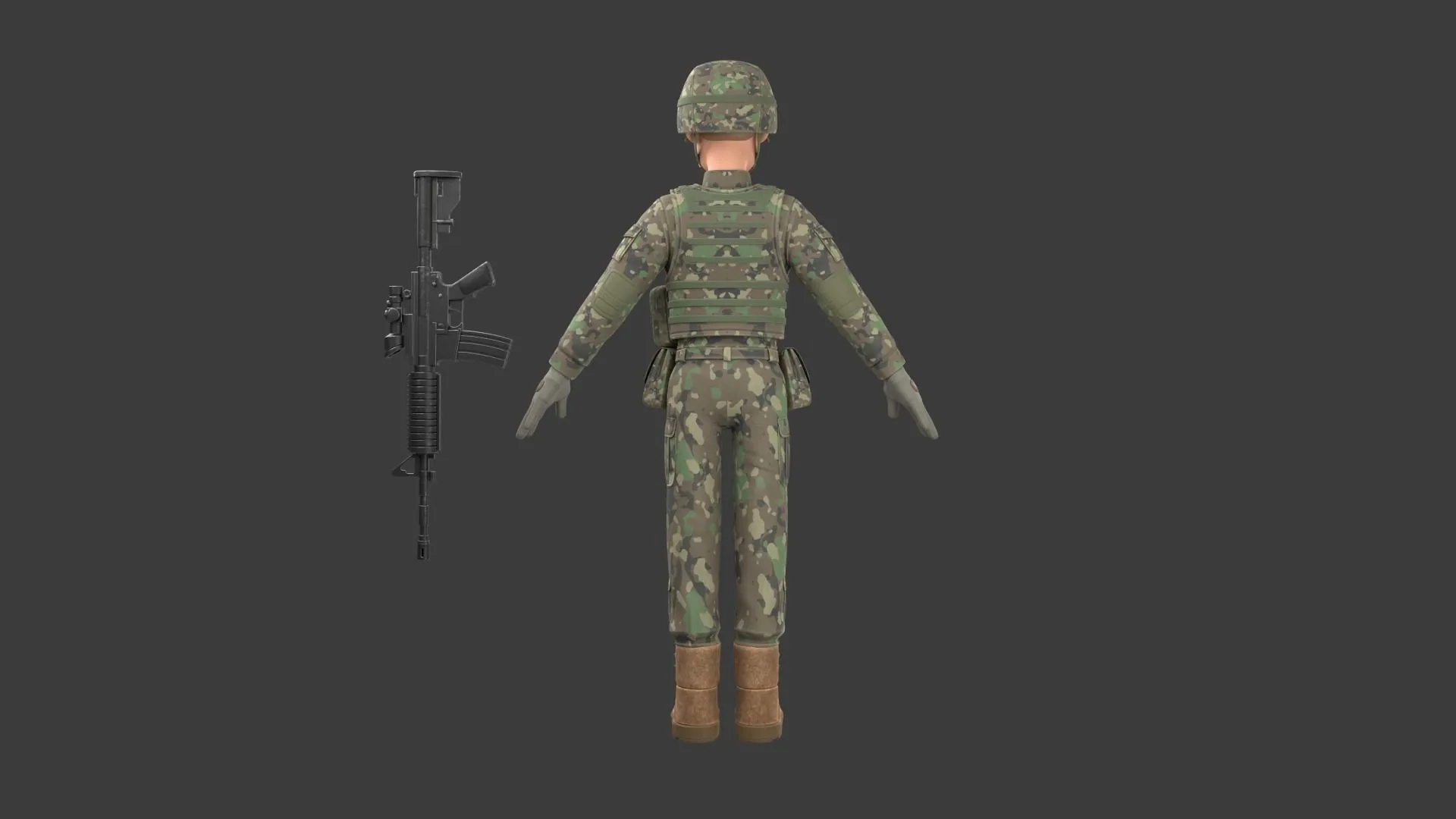 Cartoon Soldier Male Army Character 3D model pose